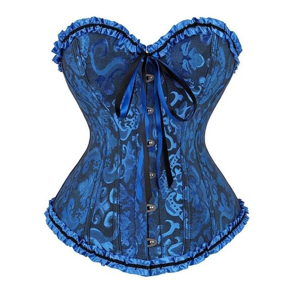 𝅺Overbust Corset Bustier Lingerie Bodyshaper Top, Blackblue